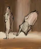Two Figures by Sidney Nolan, c.1950, enamel and ink on glass, offered Nov 2010