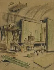 Cinesound Studio Bondi Junction by Frank Hinder, 1944, pastel on paper, sold Nov 2010