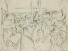 Study For Subway People by Frank Hinder, 1945, pencil on paper, sold Nov 2010