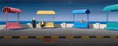 The Esplanade, Alexandria by Jeffrey Smart, 1984 - 85, synthetic polymer paint and oil on board, sold Apr 2011