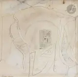 Barque by Pierre Le Sueur, 1970, Crayon noir et rehauts de gouache blanche, sold Oct 2023