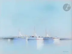 Voiliers et bateaux by Pierre Doutreleau, Pastel, sold Oct 2023