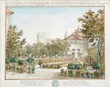 Vue de la maison paternelle de Monsieur Paulmier, ancien échevin à Nemours by Luc-Vincent Thierry, 1784, Plume, aquarelle signée et datée, sold Jun 2015