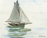 Le voilier by Pierre Olivier Dubaut, Aquarelle, sold Jun 2015