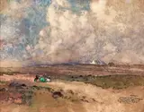 Bretagne, promeneurs par grand vent by Ernest Pierre Guérin, Aquarelle gouachée, sold Jun 2015