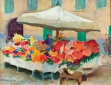 La marchande de fleurs by Ethel Carrick, Aquarelle, sold Jun 2015