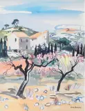 Mas en provence by Yves Brayer, Aquarelle, sold May 2014