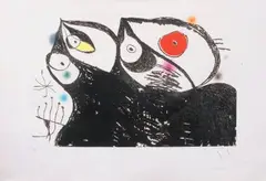 Les hirondelles» (1973). (Dupin Tome II N° 605 p 237) by Joan Miró, Eau-forte et aquatinte en couleur sur arches, sold May 2014
