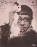 Autoportrait au chat by Léonard-Tsuguharu Foujita, 1927, Photographie dédicacée et datée: "A Léa une des plus gentilles gosses Foujita, sold Mar 2014