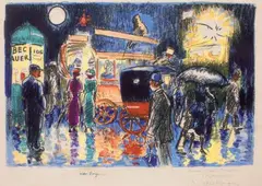 Place Pigalle la nuit, circa 1950 by Kees van Dongen, Lithographie en couleur, sold Feb 2014