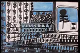 Composition by Daniel Smerck, 1962, Encre de Chine et aquarelle, sold Feb 2014