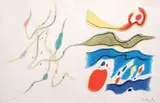 Composition by Gustave Singier, 1974, Lithographie en couleur sur Japon nacré, sold Dec 2013
