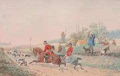 Scène de chasse à courre by Charles-Fernand de Condamy, 1879, Aquarelle, sold Dec 2013