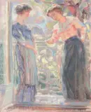 Deux femmes au balcon by Jean Peske, Pastel, sold Dec 2013