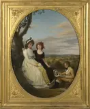 Portrait de la famille Eeremans de Beaufort by Etienne Vallée, 1798, Toile à vue ovale, sold Sep 2021