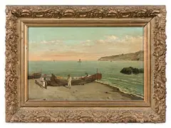 Pêcheurs napolitains dans une baie by Vittorio Capessiero, Toile, sold Sep 2021