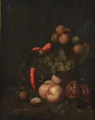 Raisins, prunes, pêches et noix by Jan Mortel, Toile, sold Jul 2021