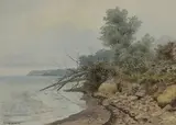 Vue du bord de mer à Occhio by Karl Eduardovich Geftler, 1891, Aquarelle sur papier, sold Jun 2021
