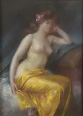 Femme assise by Delphin Enjolras, Pastel sur papier marouflé sur toile, sold Jun 2021
