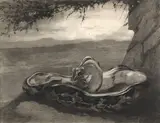 Python enserrant une antilope, 1908 Dessin pour une planche du Livre de la jungle by Paul Jouve, Crayon sur papier Japon impérial, sold Jun 2021