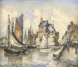 La lieutenance à Honfleur by Frank-Will, Aquarelle signée et titrée en bas à gauche, sold Jun 2021