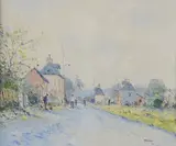 La route de Lyons la Forêt by Jean-Pierre Dubord, Toile signée en bas à droite, contresignée et située au dos, sold Jun 2021