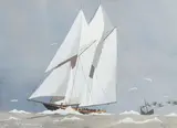 peintre officiel de la marine (1918) Voilier et vapeur par mer agitée by Léon Haffner, Gouache au pochoir, sold Jun 2023