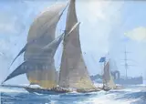 peintre officiel de la Marine (2001) "Jullanar et S.S Servia by John Pendray, 1995, Gouache signée en bas à gauche, contresignée avec cachet d'artiste, sold Jun 2023