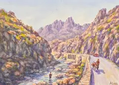 La Scala di santa Regina by Mathieu Corizzi, Aquarelle sur papier, sold Jun 2023