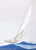 Voilier by Léon Haffner, Gouache au pochoir, sold Jun 2023