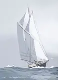 Voilier, temps gris by Léon Haffner, Gouache au pochoir, sold Jun 2023