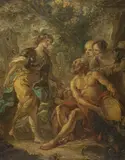 Herminie chez les bergers by Louis Jean-Jacques Durameau, Toile Hauteur :, sold Jun 2023