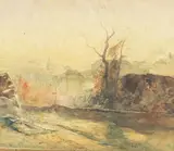 Près de Crémieu, le soir by François-Auguste Ravier, Aquarelle, sold Jun 2023
