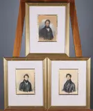 Trois portraits d'hommes en redingote by Candide Blaize, Aquarelle et pastel, sold Jun 2023