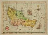 Carte de Belle-Île divisée par paroisses: Paroisse de Sauzon, du Palais, de Locmaria et de Bangor by Pierre Cadre, Aquarelle sur papier, sold Apr 2018