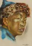 Portrait d'homme asiatique by Renée Jullien, 1943, Pastel sur papier, sold Apr 2018