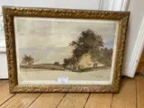 Souvenir de Marcoussis by François Bonvin, 1856, Encre sépia et aquarelle signée en bas à droite, sold Sep 2021