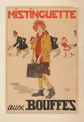 Mistinguette aux bouffes. Projet d'affiche by Gus Bofa, Encre et gouache sur papier, sold May 2021
