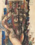 Nu debout by Marcel Gromaire, 1947, Plume, encre de Chine et aquarelle, sold Oct 2021