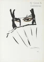 Femme à l’éventail by Kees van Dongen, Lithographie en deux tons signée dans la planche, sold Oct 2021