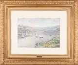 Les voiliers by Hugues Claude Pissarro, Pastel, sold Oct 2021