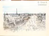 Vue de Paris by Pierre Pages, Lithographie signée en bas à droite dans la planche, sold Oct 2021