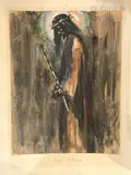 Ecce Homo by José Luis Rey Vila, Aquarelle signée en bas, sold Jul 2021