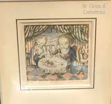 Gourmet by Léonard-Tsuguharu Foujita, Estampe signée dans la planche et au crayon en bas à droite et numérotée, sold Jul 2021