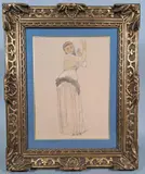 Danseuse égyptienne by Eugène Pierre François Giraud, Crayon et aquarelle, sold Oct 2024