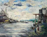 Usines sur la Seine à Rouen (?) by Frank-Will, Toile, sold Nov 2015