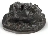 Tête coupée de Saint Jean Baptiste, version de face, modèle sans plateau, grand modèle by Auguste Rodin, Epreuve en bronze patiné, sold Nov 2015