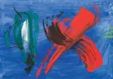 Abstraction sur fond bleu by Gérard Ernest Schneider, 1983, Gouache sur papier marouflé sur toile, sold Jun 2015