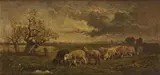 Berger et son troupeau by Félix Brissot de Warville, Panneau, sold Nov 2018