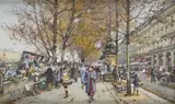Les bouquinistes, circa 1932 by Eugène Galien-Laloue, Gouache et aquarelle sur papier signé en bas à gauche, sold Nov 2018